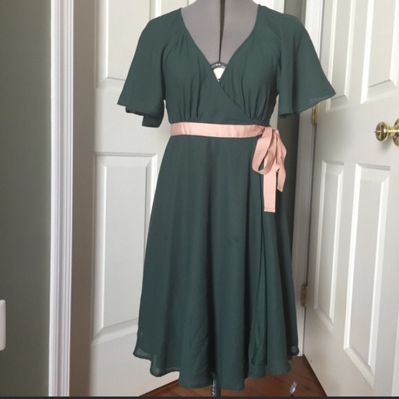 h&m green wrap dress